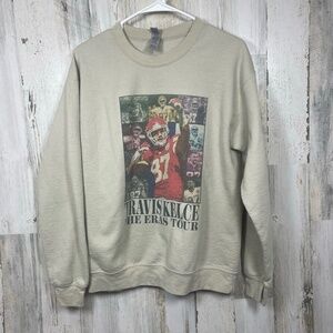 Travis‎ Kelce Taylor Swift Eras Tour Graphic Pullover Crew Sweatshirt size M Tan